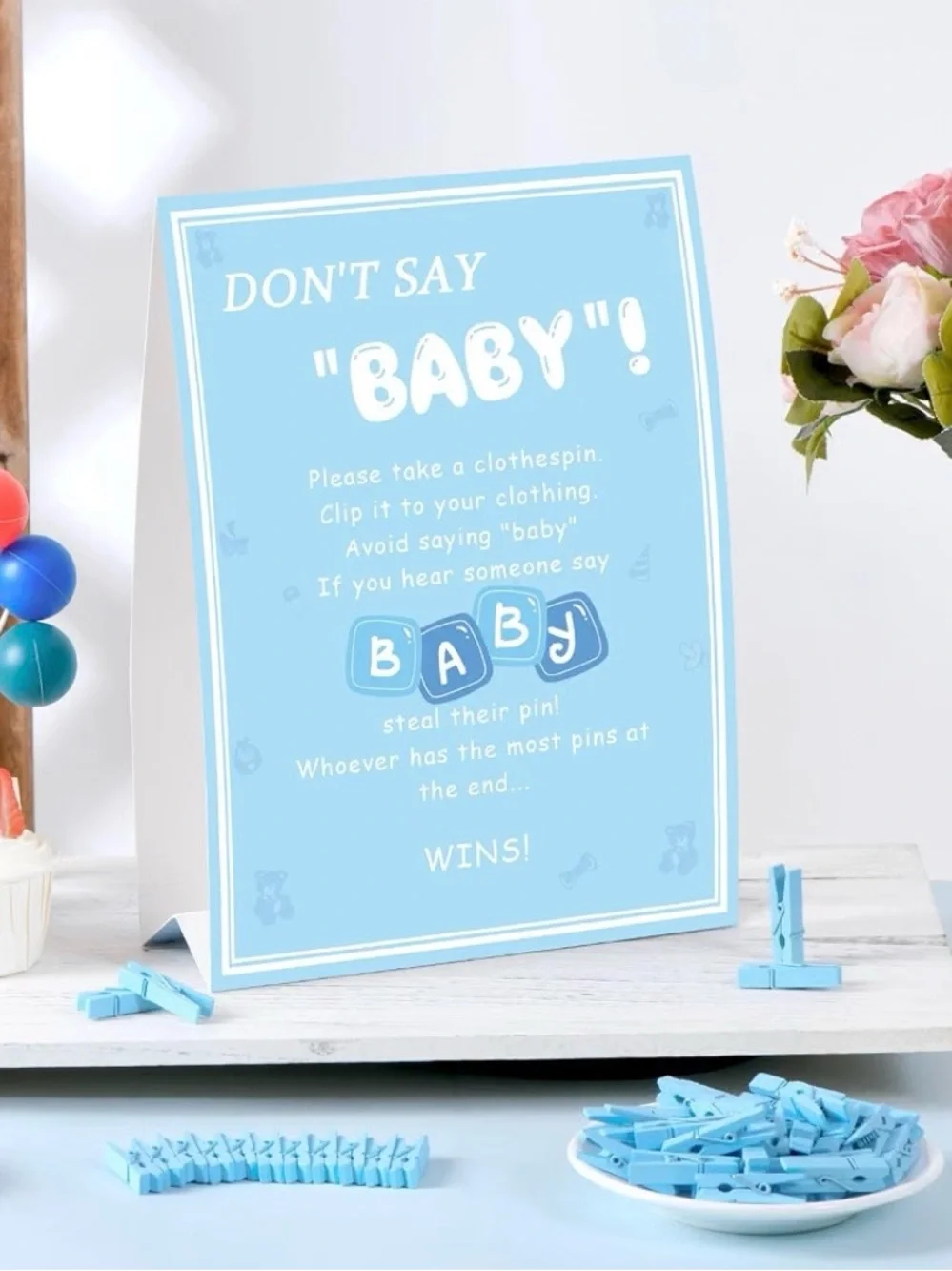 Blue Mini Clothespins for Baby Shower Games - Home Party Supplies with 34 pins